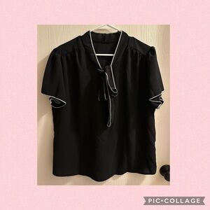 SHEIN Curve Tie Front Bow Blouse